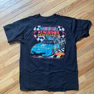 Vintage 90s black single stitch NASCAR Racing T-Shirt Klaussner Racing Size XL